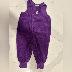 Vintage Please Mum Purple Corduroy toddler romper overalls 36M 2T 90s 80s